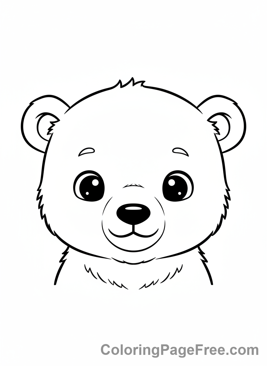 Arctic Animals coloring page - Polar bear cub face