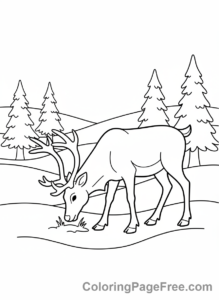 Arctic Animals coloring page - Reindeer eating snow