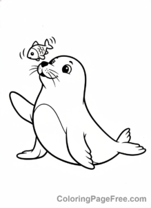 Arctic Animals coloring page - Seal playing fish