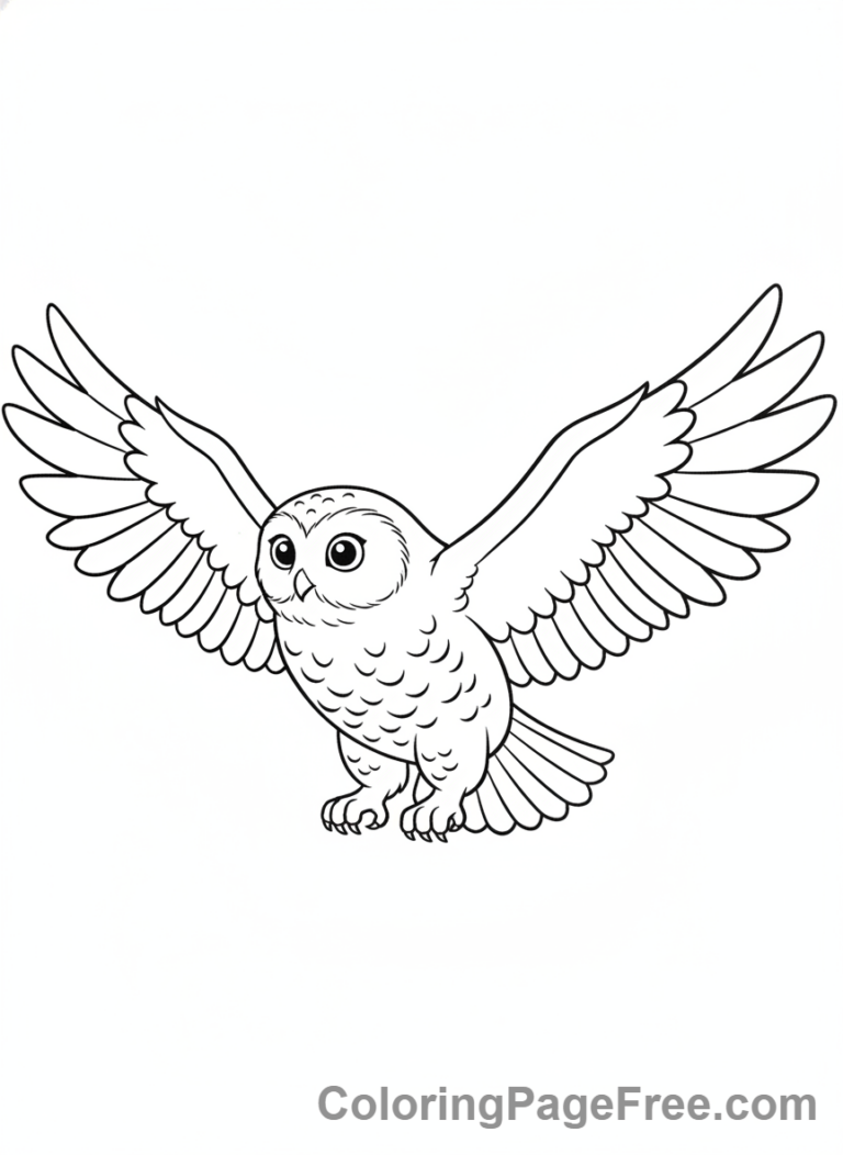 Arctic Animals coloring page - Snowy owl flying
