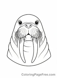 Arctic Animals coloring page - Walrus face close-up