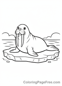 Arctic Animals coloring page - Walrus on ice