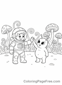 Astronaut coloring page - Astronaut alien friend