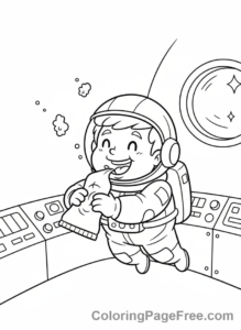 Astronaut coloring page - Astronaut eating food