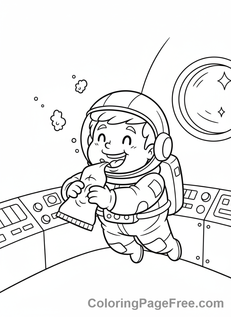 Astronaut coloring page - Astronaut eating food