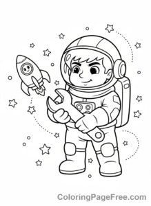 Astronaut coloring page - Astronaut fixing rocket