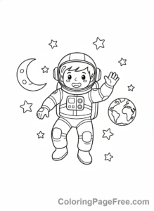 Astronaut coloring page - Astronaut floating space