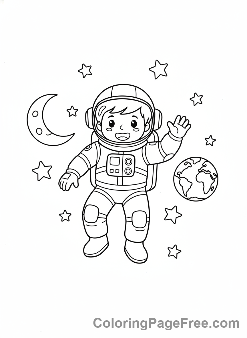 Astronaut coloring page - Astronaut floating space