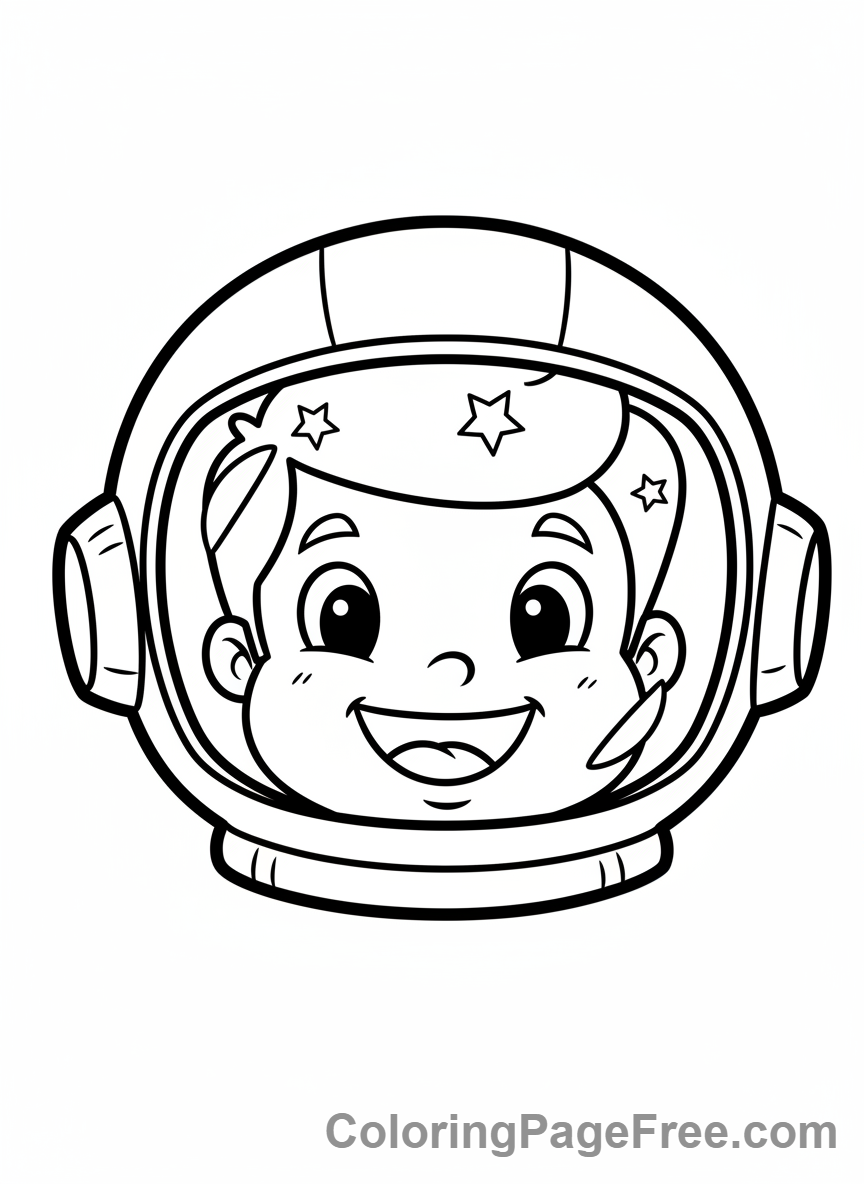 Astronaut coloring page - Astronaut helmet close-up