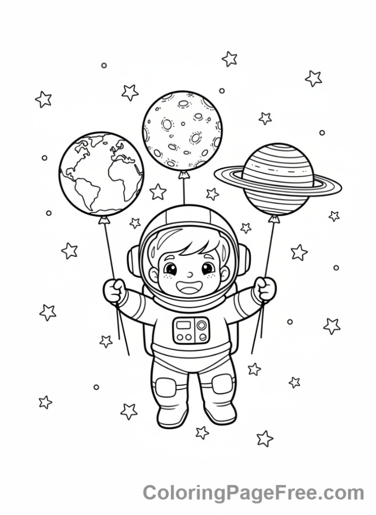 coloring-page-astronaut-astronaut-planet-balloons