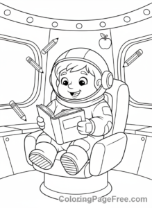 Astronaut coloring page - Astronaut reading book