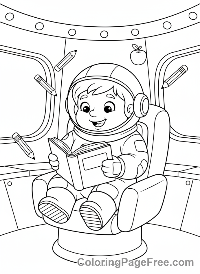 Astronaut coloring page - Astronaut reading book