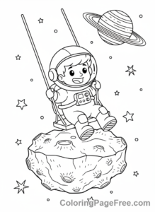 Astronaut coloring page - Astronaut space swing