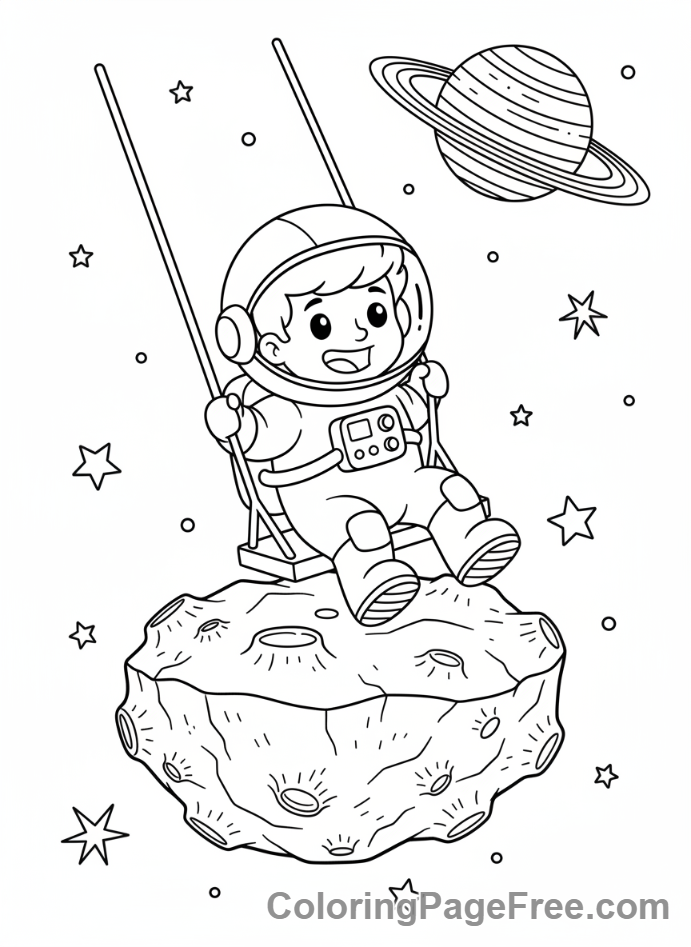 Astronaut coloring page - Astronaut space swing