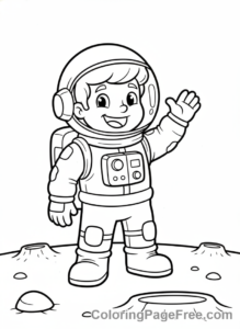 Astronaut coloring page - Astronaut waving hello