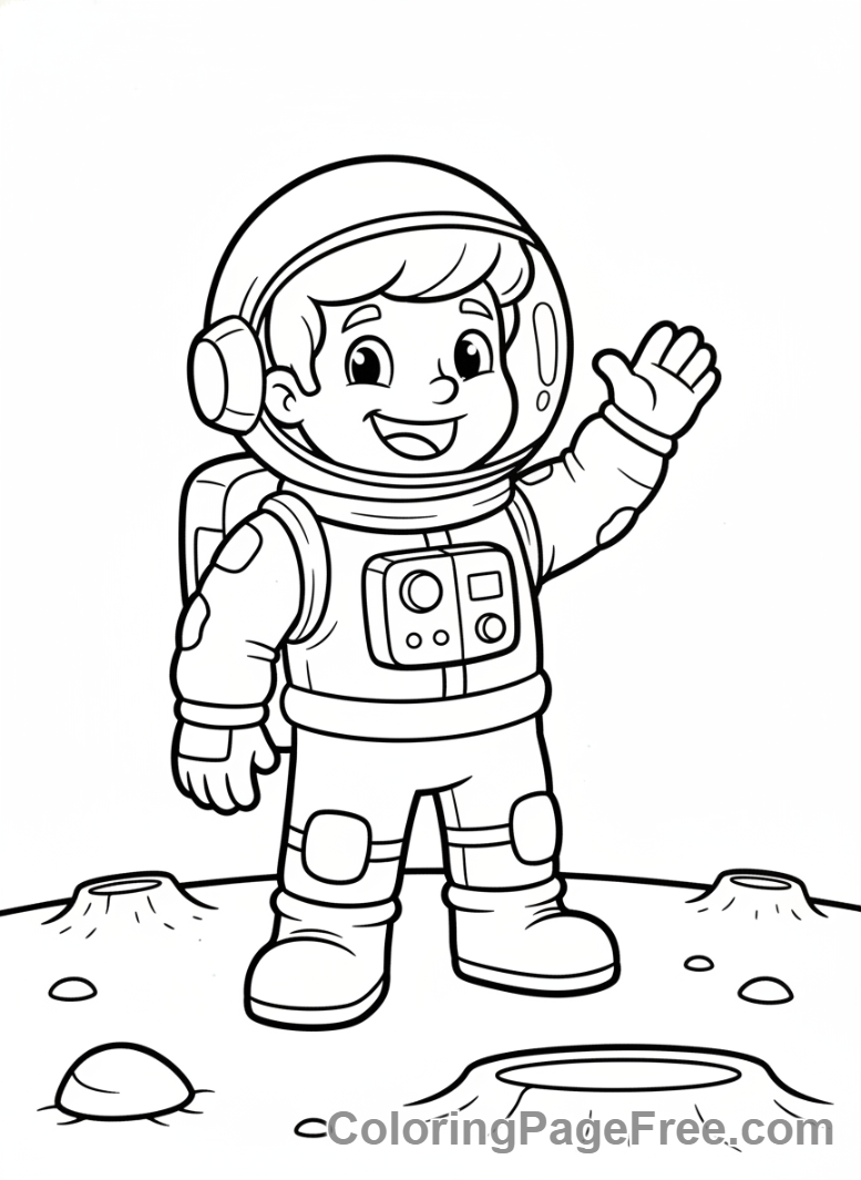 Astronaut coloring page - Astronaut waving hello