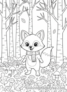 Autumn coloring page - Friendly fox standing