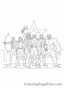 Avengers coloring page - Avengers group pose