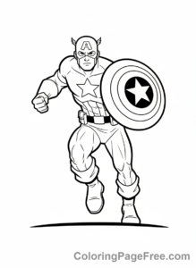 Avengers coloring page - Captain America running