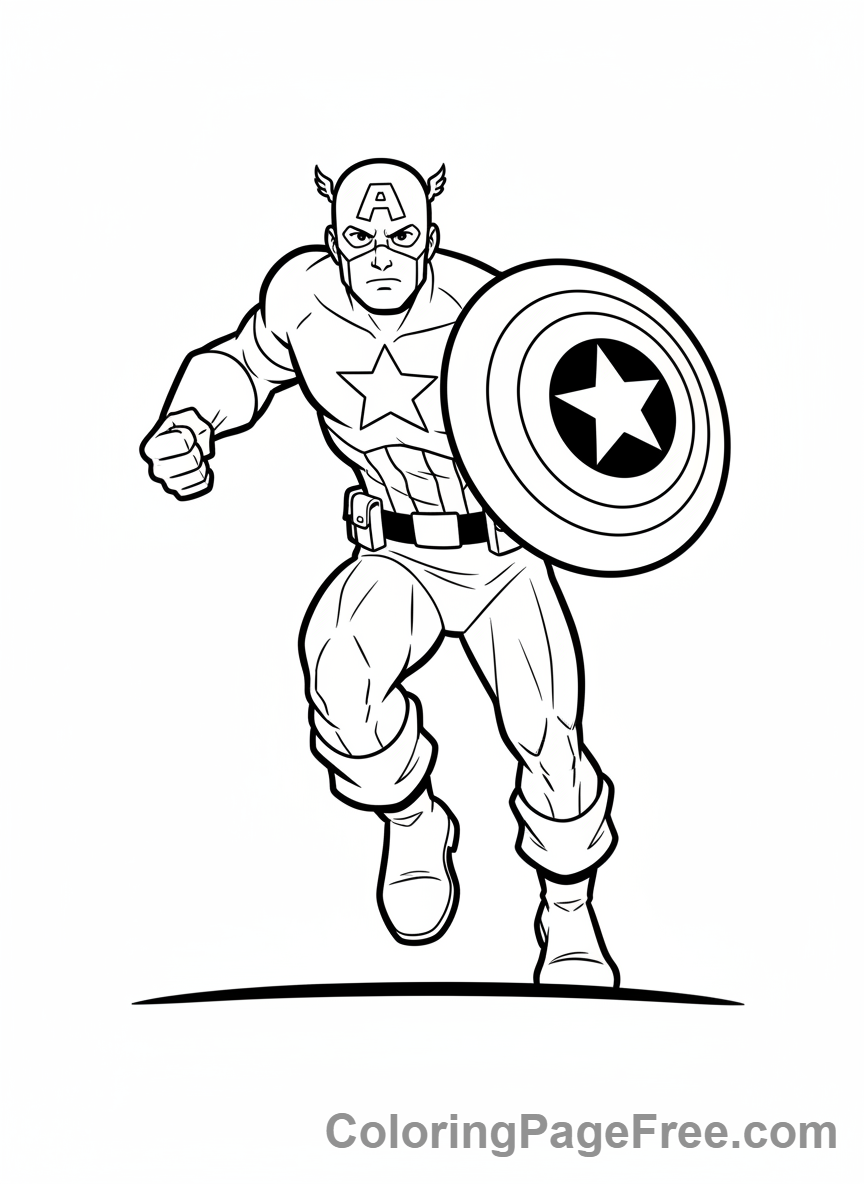 Avengers coloring page - Captain America running