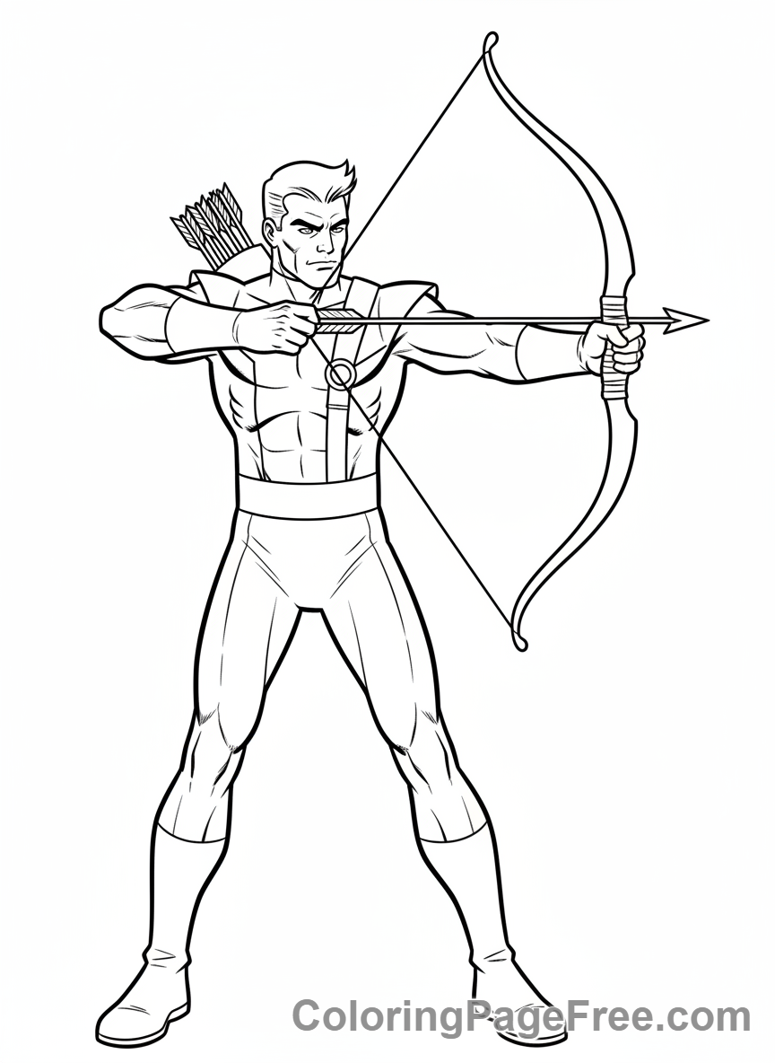 Avengers coloring page - Hawkeye aiming bow