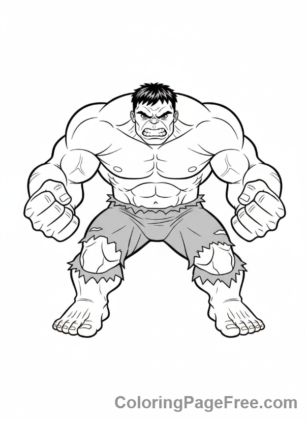 Avengers coloring page - Hulk smashing ground