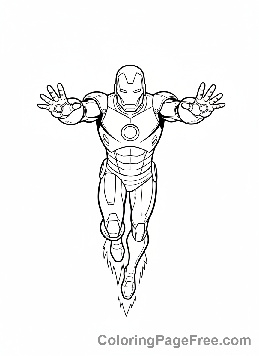 Avengers coloring page - Iron Man flying high