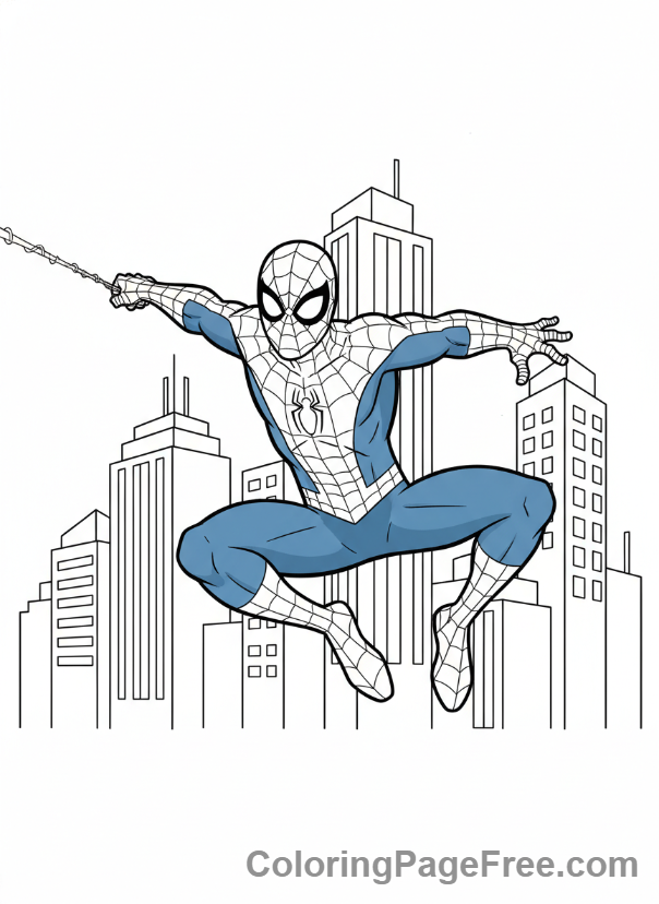 Avengers coloring page - Spider-Man web-slinging