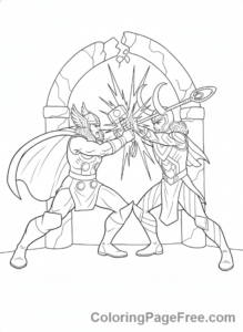 Avengers coloring page - Thor vs Loki battle