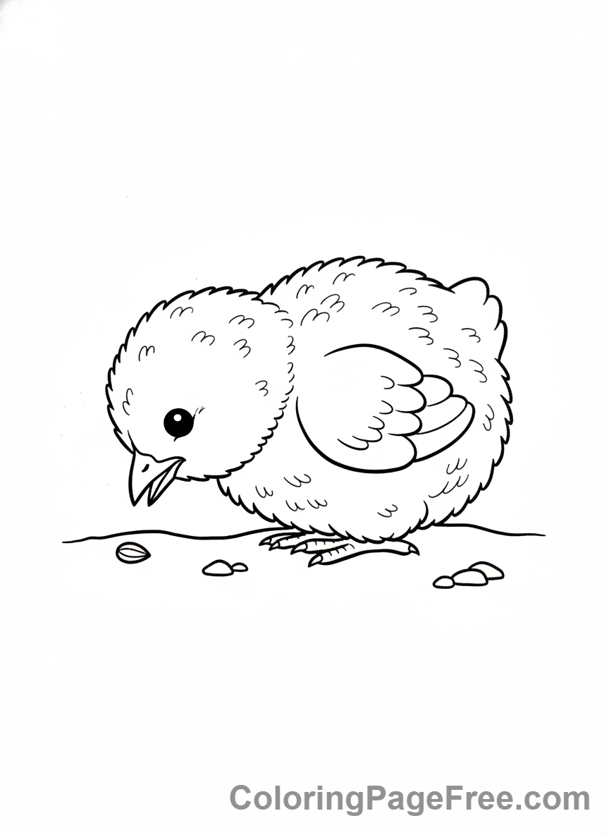 Baby Animals coloring page - Baby chick pecking