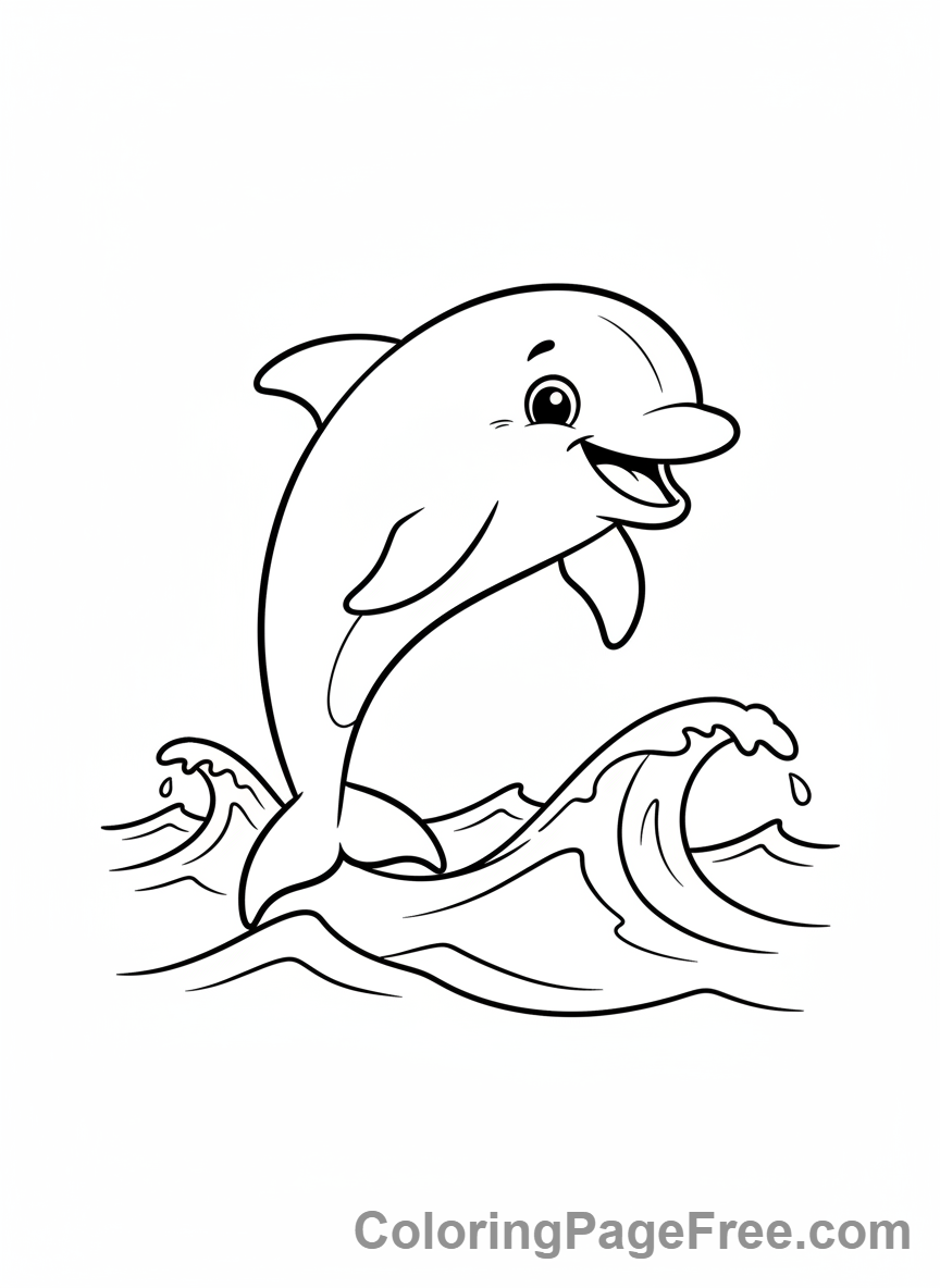 Baby Animals coloring page - Baby dolphin jumping