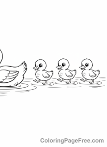 Baby Animals coloring page - Baby ducklings following