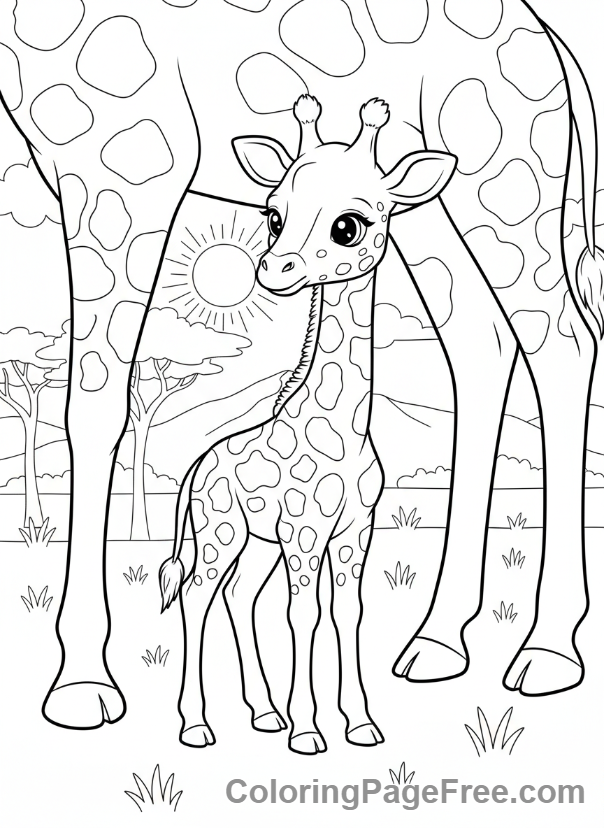 Baby Animals coloring page - Baby giraffe standing