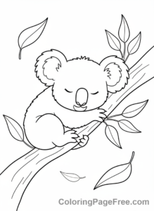 Baby Animals coloring page - Baby koala hugging