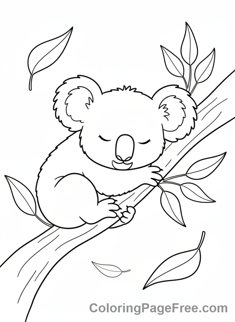 Baby Animals coloring page - Baby koala hugging