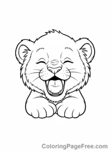 Baby Animals coloring page - Baby lion yawning