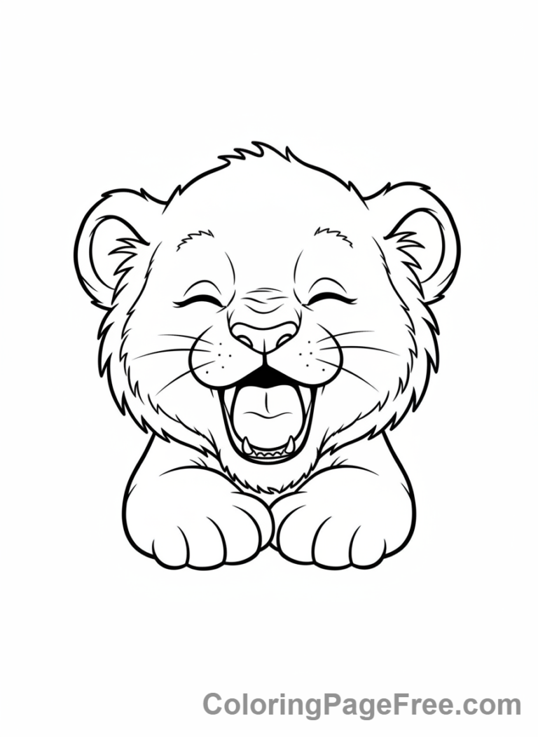 Baby Animals coloring page - Baby lion yawning