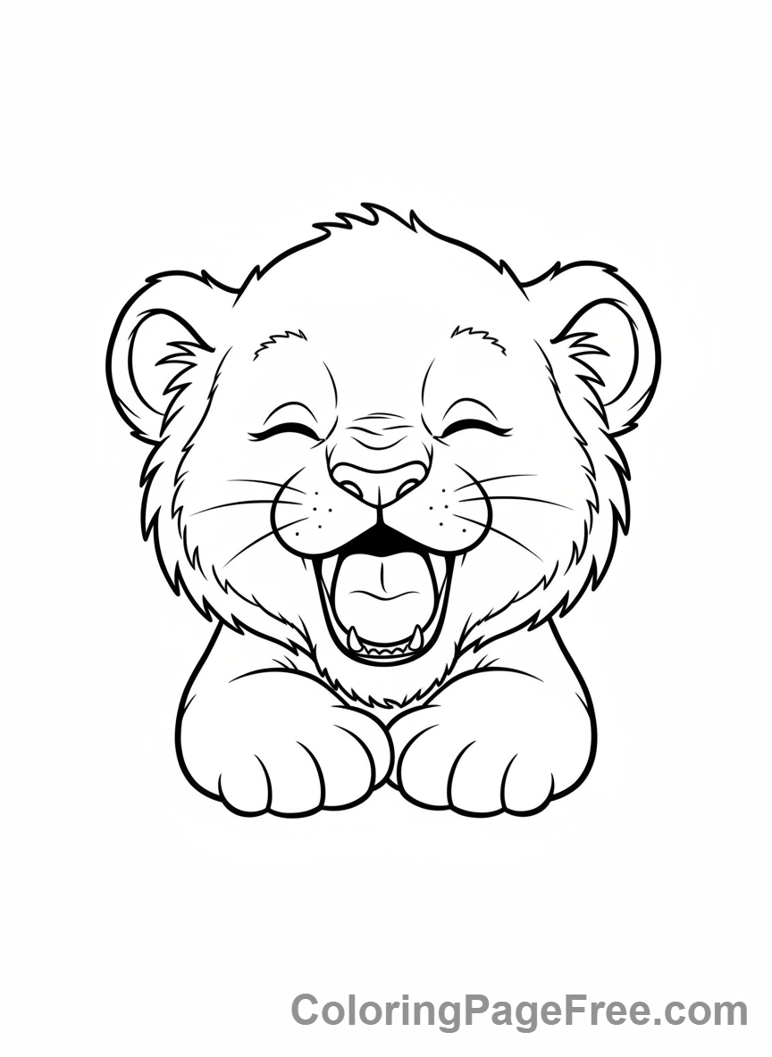 Baby Animals coloring page - Baby lion yawning