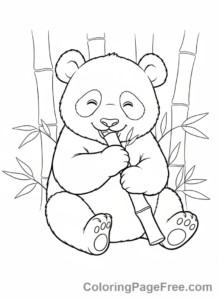 Baby Animals coloring page - Baby panda eating