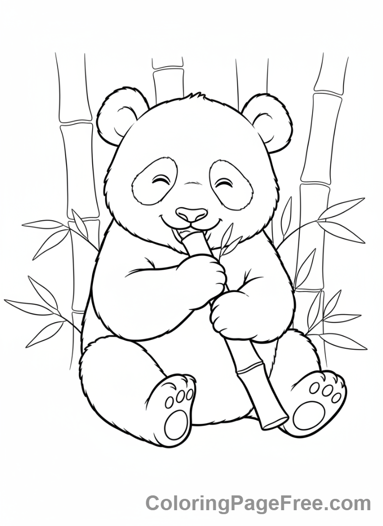 Baby Animals coloring page - Baby panda eating