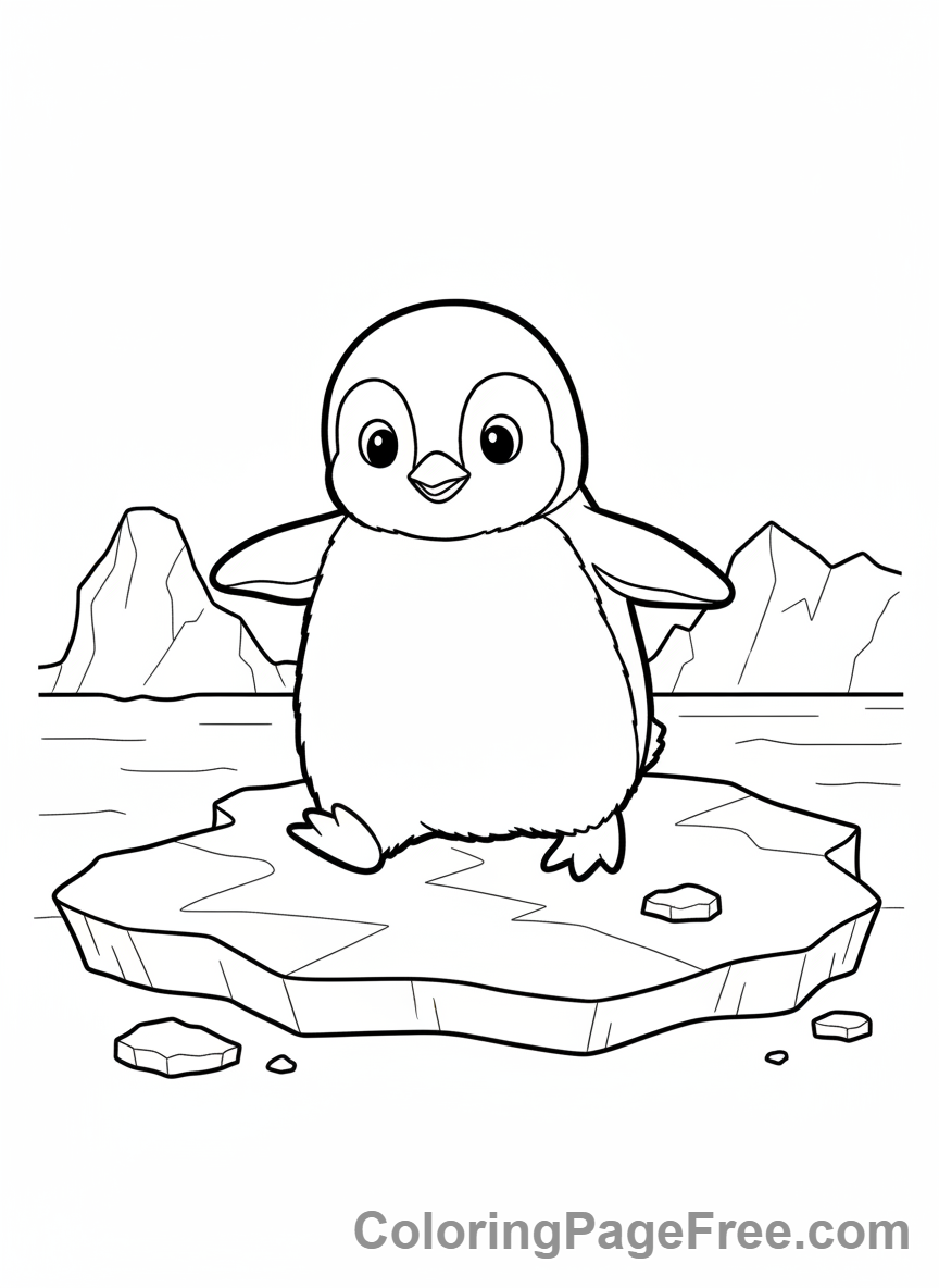 Baby Animals coloring page - Baby penguin waddling