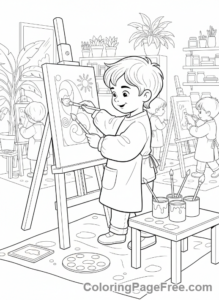 Back To School coloring page - Art class drawing