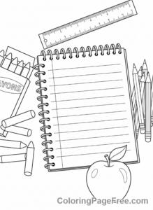 Back To School coloring page - Desk school supplies