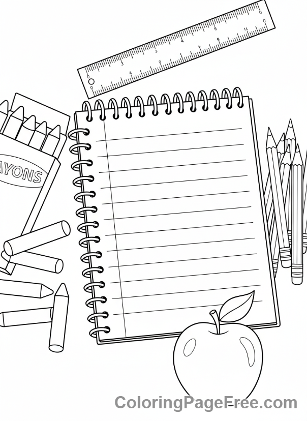 Back To School coloring page - Desk school supplies