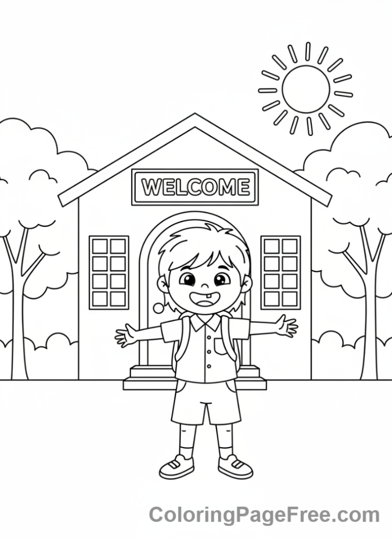 Back To School coloring page - First day excitement