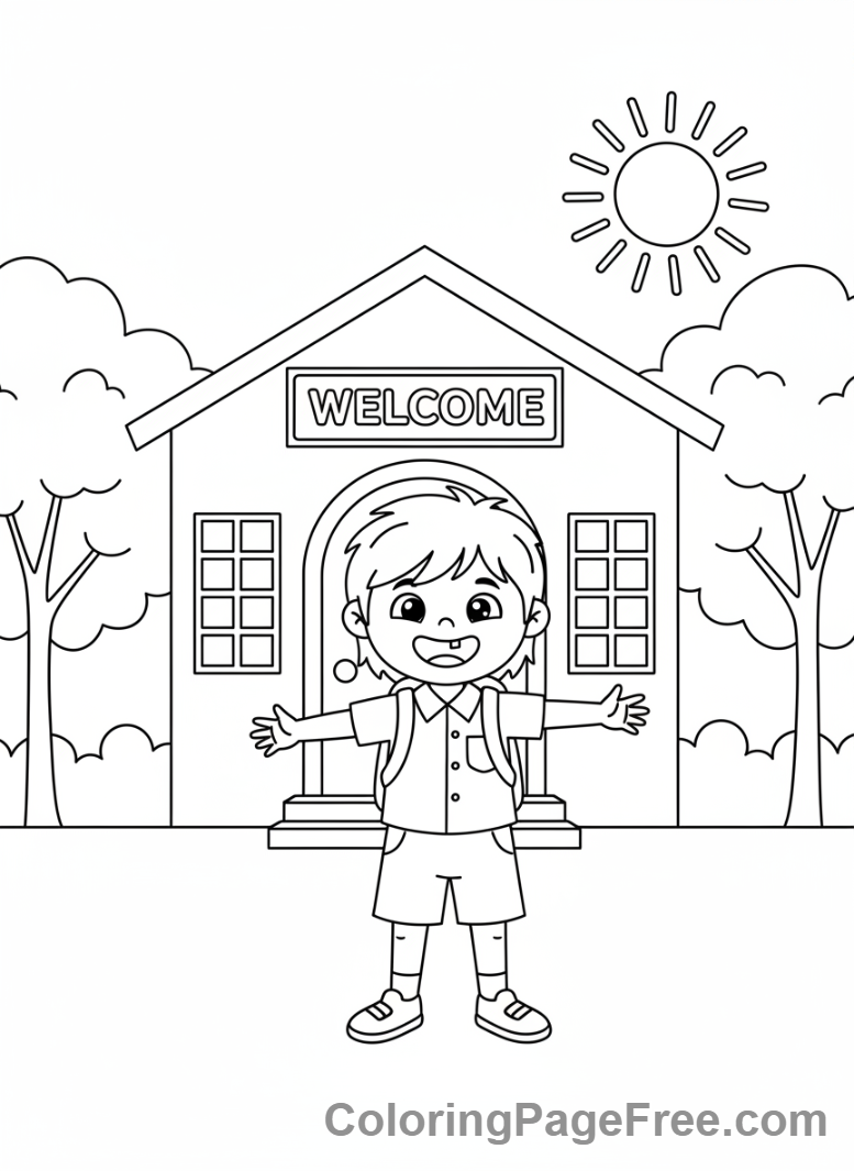 Back To School coloring page - First day excitement