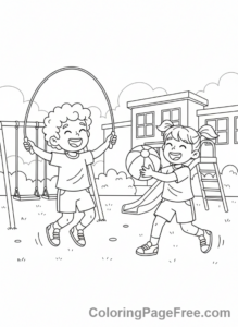 Back To School coloring page - Friends playing recess