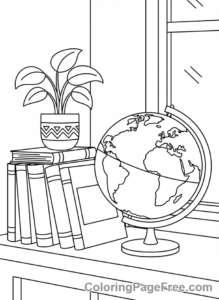 Back To School coloring page - Globe and books