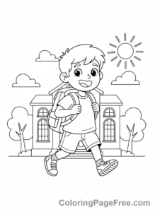 Back To School coloring page - Kid walking school