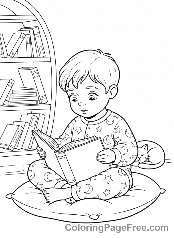 Back To School coloring page - Reading a book